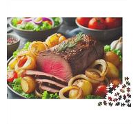 Juicy Roast Beef Feast 1000 Piece Jigsaw Puzzle Paper for Adults Culinary Food Scene Focus Leisure 38x26cm/1000pcs