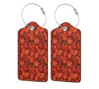 Juicy Tomato Luggage Tags with Stainless Loop Privacy Cover ID Funny Cute Unique Pattern 2 PCS
