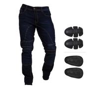 Juicy Trendz Men's Motorcycle Jeans: Armoured, Protective and Stylish Biker Pants for Ultimate Safety and Comfort Dark-Blue