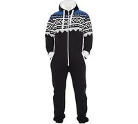 Juicy Trendz Mens Onesie Adult Jumpsuit - Warm Hooded Onesie for Men & Women - Cozy Nightwear and Loungewear - Comfortable Mens One-Piece Pyjamas, Ideal Sleepwear Suit Black