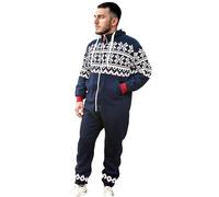 Juicy Trendz Mens Onesie Adult Jumpsuit - Warm Hooded Onesie for Men & Women - Cozy Nightwear and Loungewear - Comfortable Mens One-Piece Pyjamas, Ideal Sleepwear Suit Navy