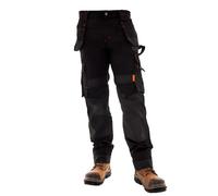 Juicy Trendz Mens Work Trousers - Work Pants with Multiple Tools Holder Pockets, Cargo Style Workwear for Construction and Gardening, Black