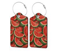 Juicy Watermelon Luggage Tags with Stainless Loop Privacy Cover ID Funny Cute Unique Pattern 2 PCS