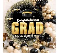 JUICYRAUL 6.5FT Graduation Round Arch Backdrop Cover for Circle Arch Stand Wrinkle Resistant Circle Arch Backdrop Cover for Class of 2024 School Grad Party Decorations