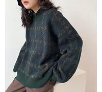 Juig Women Pullover Patchwork Loose Lantern Sleeve Simple Knitted Sweater Female Elegant All-match Trendy Popular Streetwear Clothes