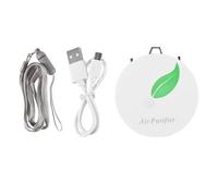Juinrinet Air Purifier Necklace Portable Tiny White Ionizer DC5V | Covers 1 m³ with 2,000,000 ions/cm³, 25dB noise, 5V USB charging, 48h runtime, 30g ABS, 55×17×60mm.