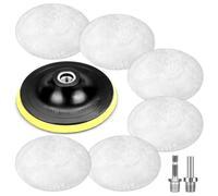 Juinrinet Car Finishing Pads 6x125mm with Backing Plate and Adapters | Efficient setup and replacement; safe, wool polishing discs for car finishes.