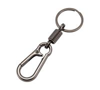 Juinrinet Carabiner Key Chain 3D Miniature, Chrome Alloy, Black Everyday | 3D miniature carabiner shape keychain in polished chrome plated alloy, black finish, 11x3 cm, 37 g; minimalist yet stylish.