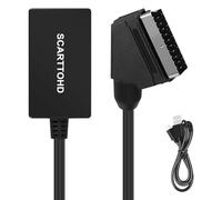 Juinrinet SCART to Converter premium AV Adapter 1080p/720p for Monitor | ABS case; SCART in, out; no driver needed, connects to power bank or USB supply.