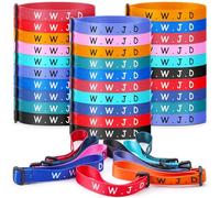 Juinte 100 PCS WWJD Bracelets Bulk - Christian What Would Jesus Do Woven Wristbands for Church, Sunday School, Youth Group - 10 Colors Adjustable Religious Bracelets for Women Men