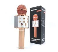 Juinteo Single Karaoke Mic, Microphone for Kids Adults, Wireless, Bluetooth, Portable Speaker, Voice-Changing Effect, Karaoke Machine, Home KTV Player, iOS and Android Supported (Rose Gold)