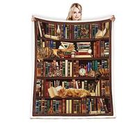 Juirnost Book Lovers Gifts Reading Blanket, Women's Literary Gifts, Librarian & Bookworm Throw Blanket, Soft Cat-Themed Throw 50"x60"