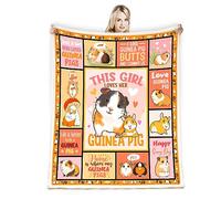 Juirnost Girls Guinea Pig Fleece Throw Blanket, Super Soft Warm Cozy, Perfect for Couch or Sofa, 50"x60"