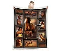 Juirnost Horse Print Throw Blanket - Cozy Warm Comfy Fluffy for Bed Couch Living Room Decor - 60"x80" Western Horse Blanket for Girls