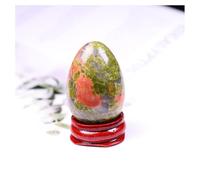 JUIYU Crystal Stone 1PC Natural Crystal Egg Semi Precious Stone Rose Quartz Presents (Color : Unakite, Size : 40x30mm)