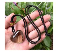 JUIYU Crystal Stone Heart Shape Natural Stone Smoky Quartz Crystal Crystal Necklace Jewelry 35mm Presents
