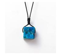 JUIYU Crystal Stone Natural Stone Quartz Crystal DIY Square Pendant Necklace Presents (Color : Blue apatite)