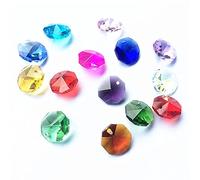 JUIYU Garden Suncatchers 100pcs/lot Mixed Colors Chandelier Beads 14MM Glass Crystal Chandelier Octagon Beads in One Hole Lighting Accessories DIY Curtain Beads Supplies Handmade Pendant Necklaces