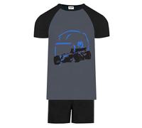 Jujak Boys Racing Car Grand Prix Design 2 Short Pyjamas PJs Motor Sports Premium Range (UK, Age, 15 Years, 16 Years, Regular, Grey/Black-D7)