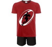 Jujak BOYS RUGBY SHORT PYJAMAS PJS DESIGN 2 SPORTS PREMIUM RANGE (UK, Age, 9 Years, 10 Years, Regular, Red)