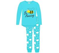 Jujak Girls Be Amazing Bee Long Sleeved Pjs Cotton Loungewear (UK, Age, 12 Years, 13 Years, Regular, Cyan/White)