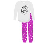 Jujak Girls Pyjamas Pjs Palomino Horse Pony Design 2 Prestige Range (Pink/White, 9-10 Years)