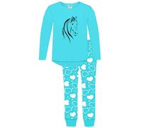 Jujak Girls Pyjamas Pjs Palomino Horse Pony Design 2 Prestige Range (UK, Age, 7 Years, 8 Years, Regular, Cyan/White)