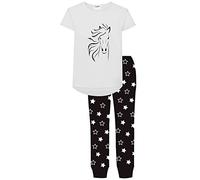 Jujak Girls Pyjamas Pjs Premium Range Palomino Horse 7-16 Years (Black/White, 7-8 Years)
