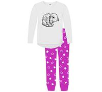 Jujak Girls Rabbit Pyjamas Long Sleeved Pjs Bunny Cotton Premium Range Loungewear (Pink/White, 9-10 Years)
