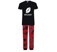 Jujak Mens Rugby Pyjamas PJs Loungewear Prestige Range (L, Red Camo)