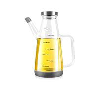 JUJIAN Large High Borosilicate Glass Oil Bottle for Cooking, 25 Oil and Vinegar Dispenser with Non-slip Silicone Base