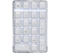 JUJIAN Mechanical Numeric Keypad Brown Switch Adad Gaming Keypad Crystal Case White Backlit 21 Keys Mini Numeric Keypad