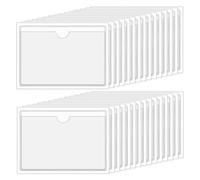 JUJNE Clear Self Adhesive 4 x 6 Inch Index Card Sleeves Self Adhesive Sleeves with Label Pockets for Top Loading (Pack of 30), Easy Installation