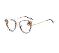JUJNTNT Diamond Clear Lens Glasses Women Pearl Glasses Frames Female Luxury Rhinestone Metal(Leopard)