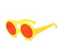 JUJNTNT Double Bridges Polygon Sunglasses for Women Men Retro Oversized Trending Gradient(Yellow red)