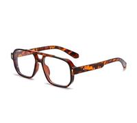 JUJNTNT Double Bridges Retro Women Glasses Frame Men(Leopard)