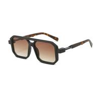 JUJNTNT Double Bridges Sunglasses for Women Men Gradient Uv400 Retro Polygon(Matte black tea)