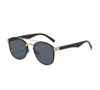 JUJNTNT Double Bridges Sunglasses for Women Men Luxury Retro Gradient Mirror Uv400(Black grey)