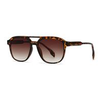 JUJNTNT Double Bridges Sunglasses for Women Men Luxury Retro Gradient Uv400(Leopard tea gradient)