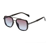 JUJNTNT Double Bridges Sunglasses for Women Men Luxury Retro Gradient Uv400 Punk Outdoor(Coffee gun tea blue)