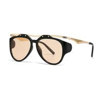 JUJNTNT Fashion Double Bridges Women Sunglasses Retro Gradient Shades Uv400 Men Trending Unique(Black champagne)