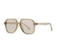 JUJNTNT Fashion Oversized Square Double Bridges Sunglasses Women Shades Uv400 Retro Rivets Men(Champagne champagne)