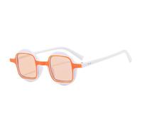 JUJNTNT Fashion Round Women Sunglasses Retro Punk Square Clear Gradient Lens Shades Uv400 Men Rivets Double Color(Orange champagne)