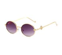 JUJNTNT Fashionable Round-frame Sunglasses with a Premium Metallic Look, Featuring Snake-shaped Designs on the Temples(PURPLE)