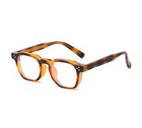 JUJNTNT Literary Retro Glasses with Frames, Featuring High-strength and Durable Blocking Lenses(Brown)