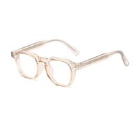 JUJNTNT Literary Retro Glasses with Frames, Featuring High-strength and Durable Blocking Lenses(Khaki)