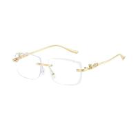 JUJNTNT Luxurious Rimless Broken-edge Eyeglass with Personalized Fox Decorations on the Metal Temples, a Stylish Street-style Fashion(WHITE)