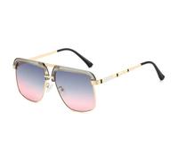 JUJNTNT Luxury Tortoiseshell Gradient Oval Women Sunglasses Retro Double-bridge Frame Trend Versatile Men Uv400(grey pink)