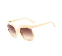 JUJNTNT Oversize Half Frame Sunglasses for Women,Big Frame Luxury Uv400(C5 Beige-Brown)
