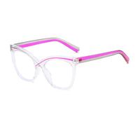 JUJNTNT Oversized Cat Eye Glasses Frame Women Fashion Color Patchwrok Glasses Decoration(Clear Purple)